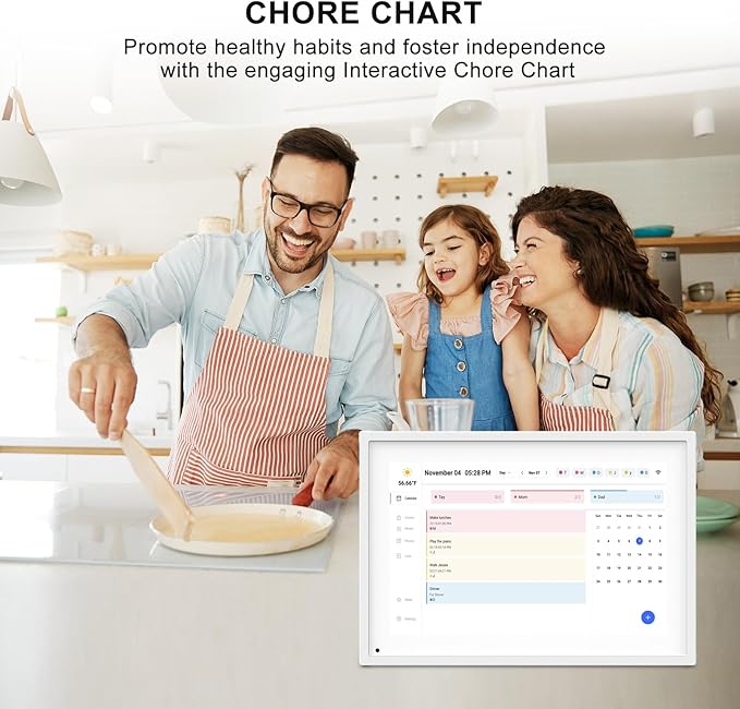 10.1 Inch Smart Digital Calendar Planner & Chore Chart, IPS HD Touchscreen Interactive Display, Smart Family Planner, Digital Picture Frame for Seamless Scheduling - Share Photos/Videos via App