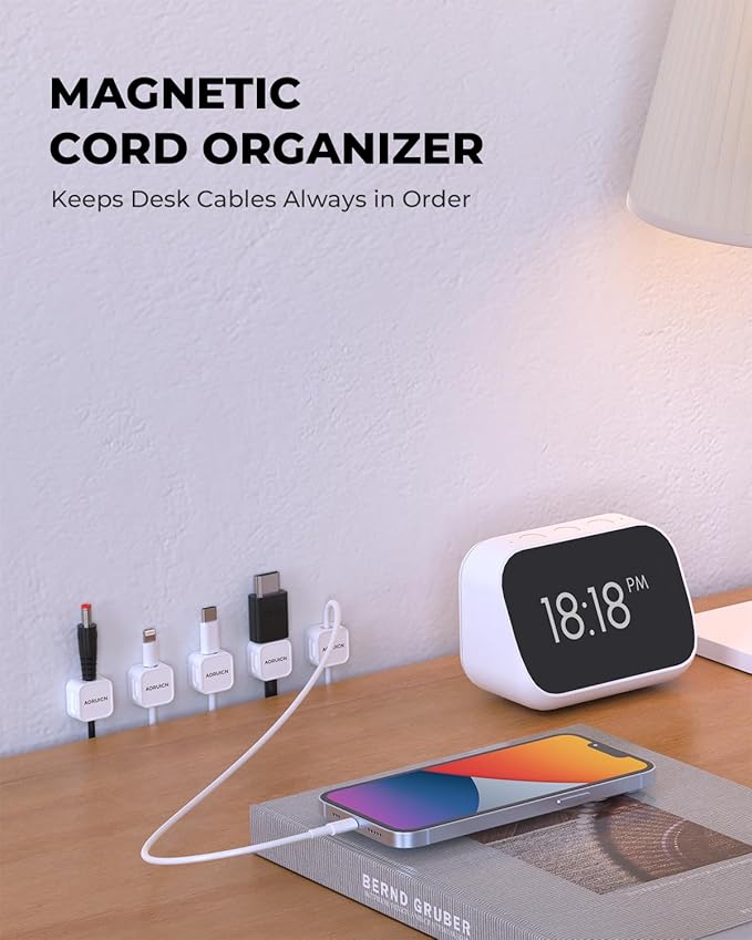 10 Pack Magnetic Cord Organizer Holder,Strong Adhesive Desk Cable Management Easy Open,Organize Phone Charging Cords Wire Holder Organizer Neatly for Home,Office,Car,Desk,Nightstand
