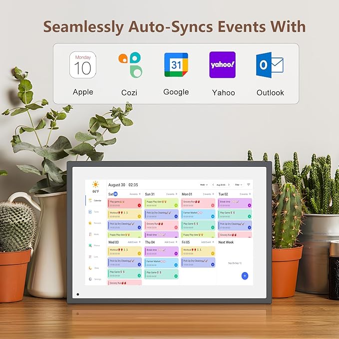 10.1 Inch Smart Digital Calendar Planner & Chore Chart, IPS HD Touch Screen Display for Family Schedules, Hearth Display Desk Smart Calendar Seamless Scheduling