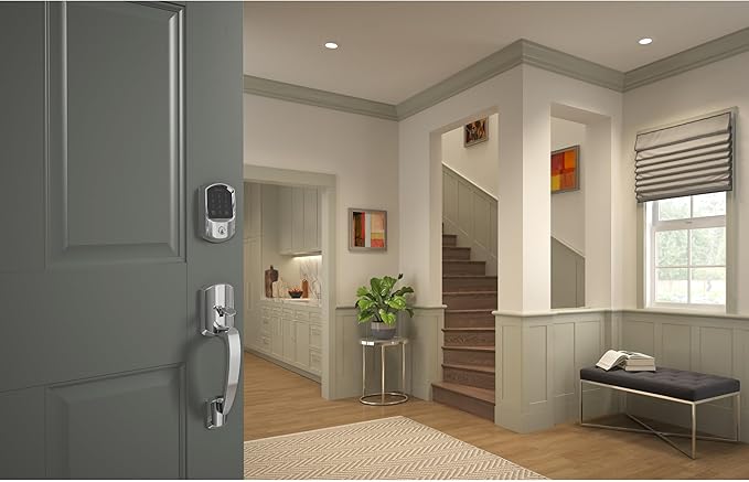 SCHLAGE BE489WB GRW 625 Encode WiFi Deadbolt Smart Lock, Keyless Entry Touchscreen Door Lock with Greenwich Trim, Bright Chrome