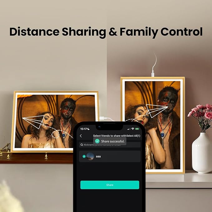 10.1" Gold Digital Picture Frame – WiFi Digital Photo Frame 1280x800P FHD IPS Screen, 64GB+8GB Cloud Storage, Auto-Rotate Wall/Desk Display, Instant Sharing via App