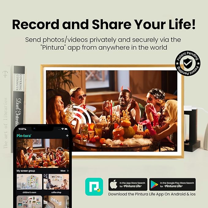 10.1" Gold Digital Picture Frame – WiFi Digital Photo Frame 1280x800P FHD IPS Screen, 64GB+8GB Cloud Storage, Auto-Rotate Wall/Desk Display, Instant Sharing via App