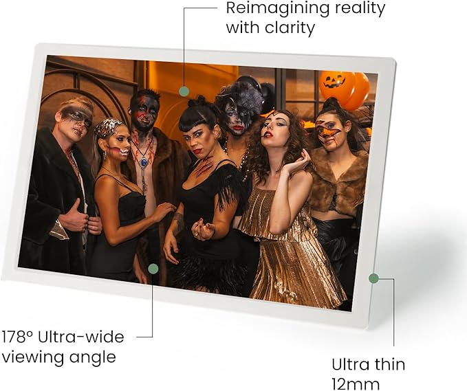 10.1" Gold Digital Picture Frame – WiFi Digital Photo Frame 1280x800P FHD IPS Screen, 64GB+8GB Cloud Storage, Auto-Rotate Wall/Desk Display, Instant Sharing via App