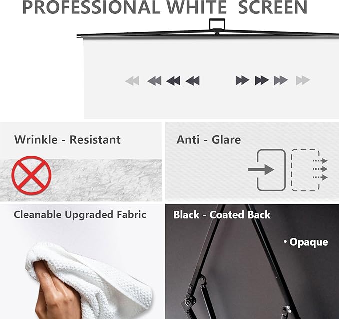 【Easy Set Up】 RAUBAY 59.8 x 82.7in Collapsible White Backdrop Screen Portable Retractable Panel Photo Background with Stand for Video Conference, Photographic Studio, Streaming