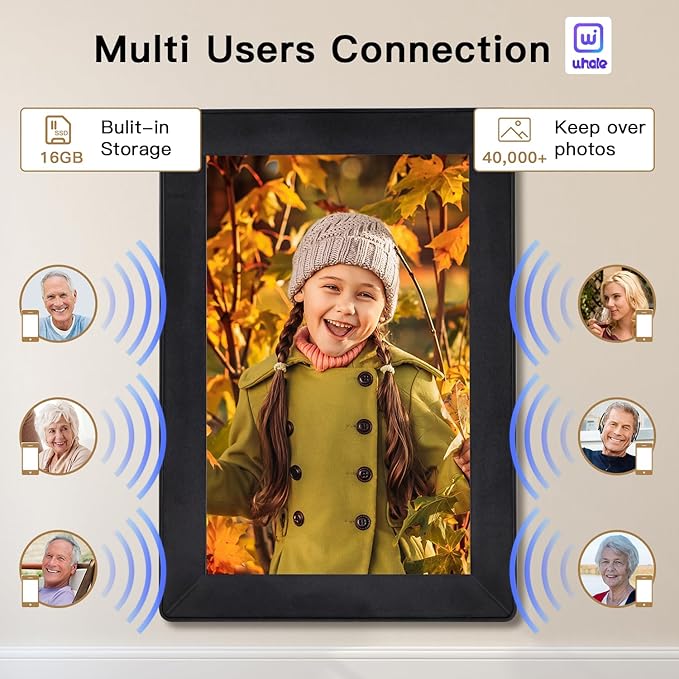 10.1inch Uhale Digital Picture Frame WiFi Slideshow Digital Photo Frame, 1280×800IPS HD Touch Screen Picture Frame,16GB,Automatic Rotation,Send Photos and Videos via “Uhale” APP Anywhere Best Gift