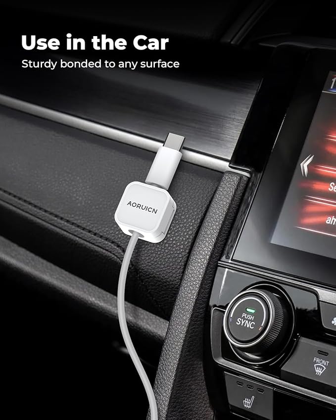 10 Pack Magnetic Cord Organizer Holder,Strong Adhesive Desk Cable Management Easy Open,Organize Phone Charging Cords Wire Holder Organizer Neatly for Home,Office,Car,Desk,Nightstand