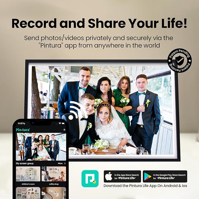 10.1" WiFi Digital Picture Frame - Black Smart Digital Photo Frame 1280x800P FHD IPS Screen, 64GB+8GB Free Cloud Storage, Auto-Rotate Wall/Desk, Wedding, Share Photos Instantly via App