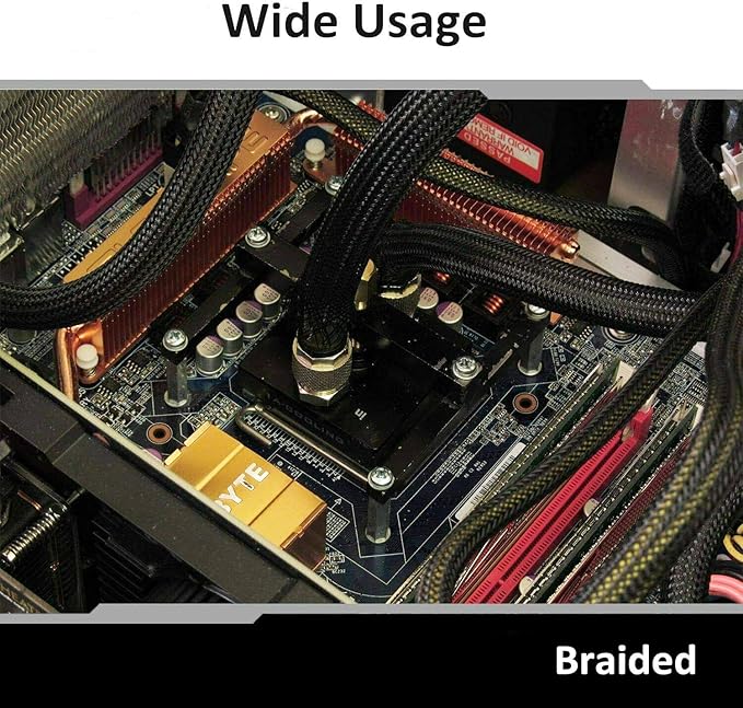 100ft - 1/8 Inch Cable Management Sleeve Protector,Wire Loom PET Expandable Wire Sleeving for Office TV Computer Home Theater Engine Bay Cord Organizer,Protect Cables from Pet Cat Dog Chewing,Black