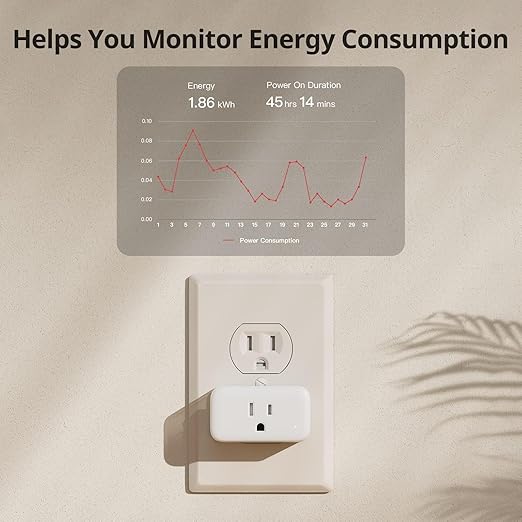【2025 New】 SwitchBot Smart Plug Mini 15A(1 Pack), Energy Monitor, Smart Home WiFi(2.4GHz) & Bluetooth Outlet, Compatible with Alexa & Google Home, APP Remote Control & Timer Function, No Hub Required