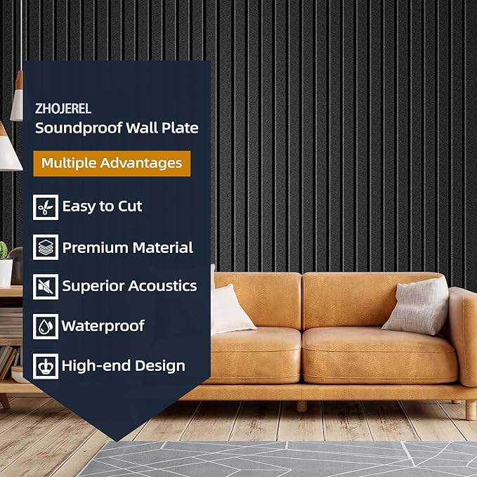 10 Pack Sound Proof Foam Panels for Walls 47.2"x23.6" Large Acoustic Panels Sound Absorbing, Self-Adhesive Soundproof Wall Panels for Home Studio, Office, Recording, Black (10 Pack Black)