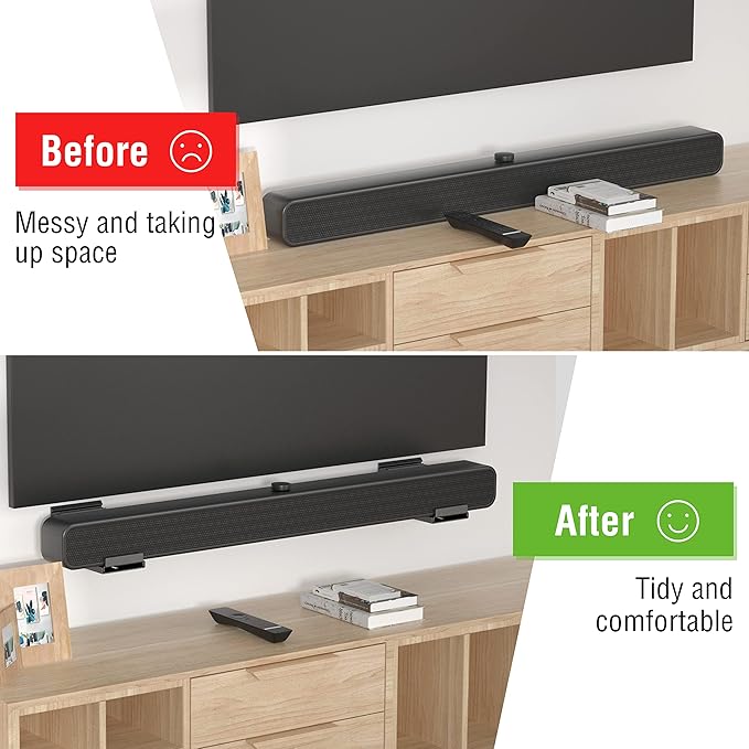 USX MOUNT Studless Soundbar Wall Mount, Universal Drywall Sound Bar Wall Brackets, Works with Most Soundbars, Holds up to 22 Lbs, Depth Adjustable 4.13-6.3'', Removable and Lockable