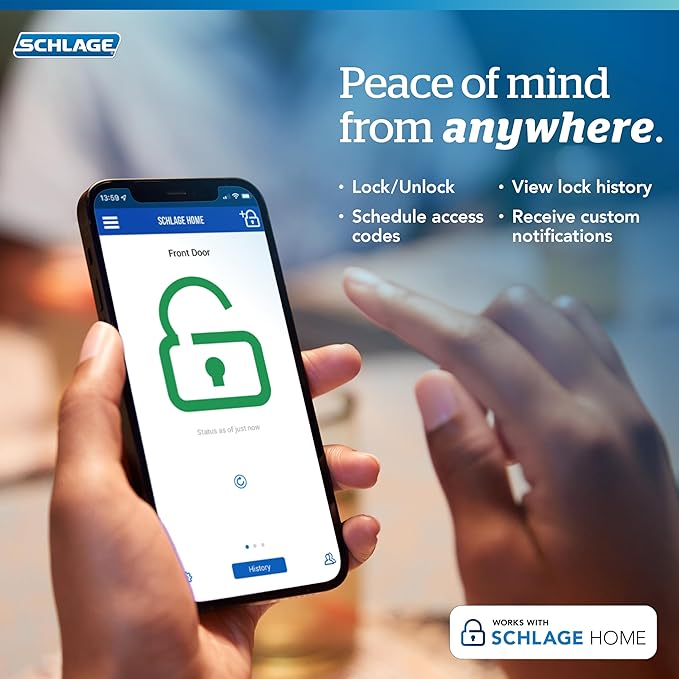 Schlage Encode Smart WiFi Deadbolt Lock for Front Door - Keyless Entry with App or Touchscreen - Works with Alexa, Hey Google, & Airbnb - Create Codes for Guests - Satin Nickel Silver