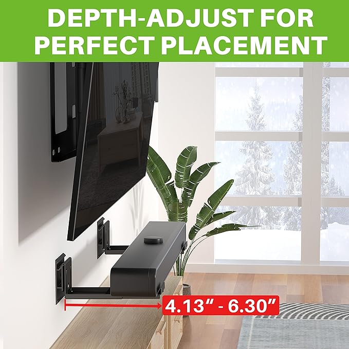 USX MOUNT Studless Soundbar Wall Mount, Universal Drywall Sound Bar Wall Brackets, Works with Most Soundbars, Holds up to 22 Lbs, Depth Adjustable 4.13-6.3'', Removable and Lockable