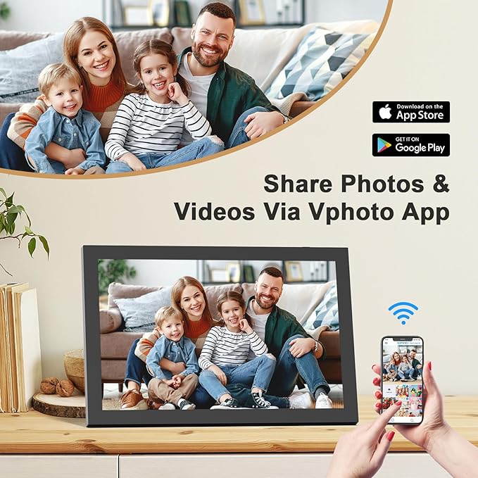 10.1" Digital-Picture-Frame Smart Digital Photo-Frame - IPS Touch Screen, Auto-Rotate, Slideshow, Load Photo Video from Phone to 32GB Digital Frame Via App Email, Free Cloud Storage, Gift for Mom Dad