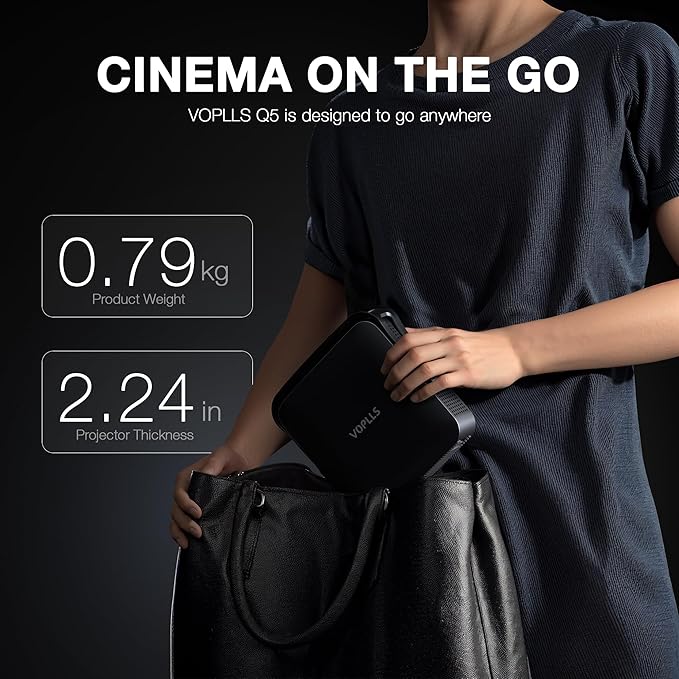 【Netflix-Licensed Projector & Native 1080P】Thinnest 2.24" Smart Mini Projector with WiFi and Bluetooth, Auto Focus & Keystone Portable Outdoor Projector, VOPLLS 4K Support Home Movie Projector