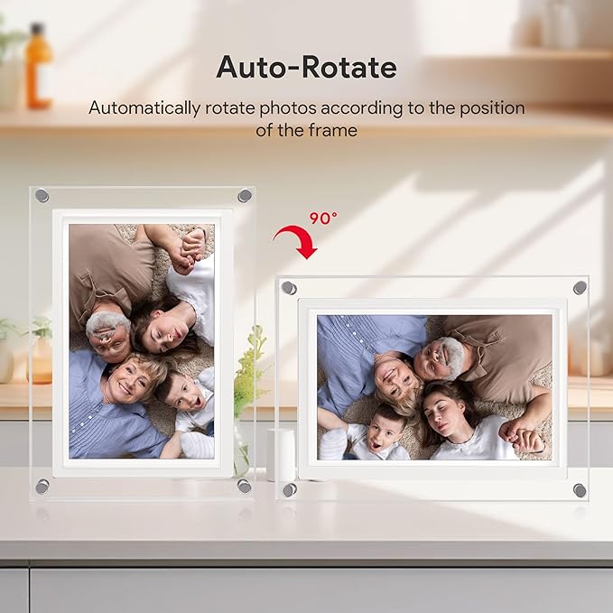10.1in WiFi Acrylic Digital Picture Frame,Smart Digital Photo Frame with 32GB Large Capacity HD IPS Touchscreen,Auto-Rotate, Share Photos/Videos Instantly Via Frameo App from Anywhere