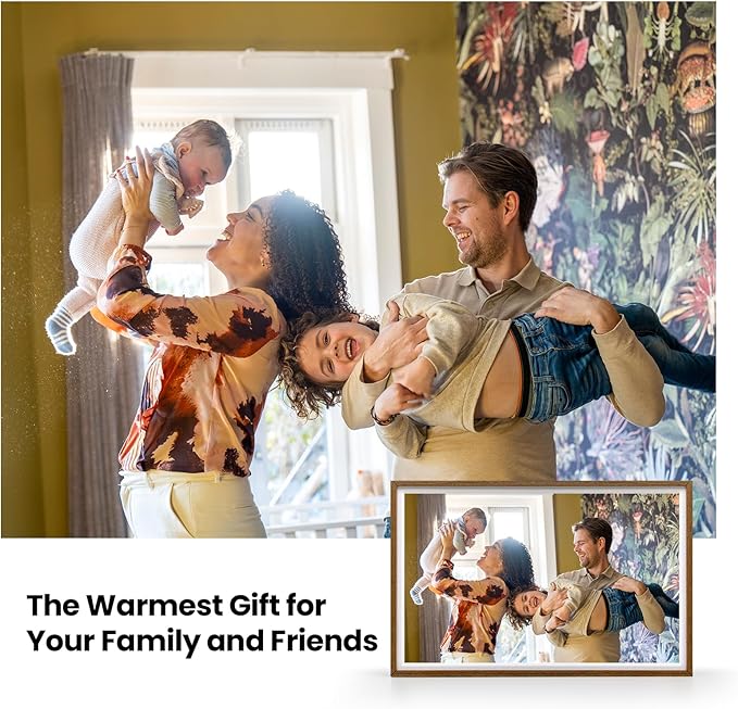 10.1" WiFi Wood Texture Digital Picture Frame - Smart Digital Photo Frame HD IPS 1280x800p Screen, 64GB+8GB Free Cloud Storage, Auto-Rotate Wall/Desk, Wedding, Share Photos Instantly via App