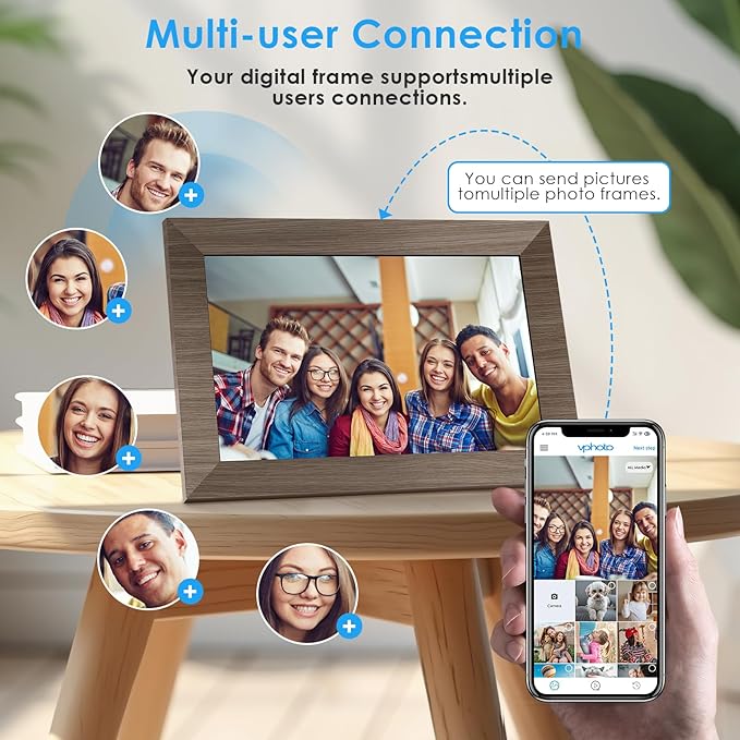 10.1 WiFi Digital Picture Frame, IPS Touch Screen Smart Cloud Digital Photo Frame with 16GB Storage, Wall Mountable, Auto-Rotate, Share Photos from Anywhere Via App, Email