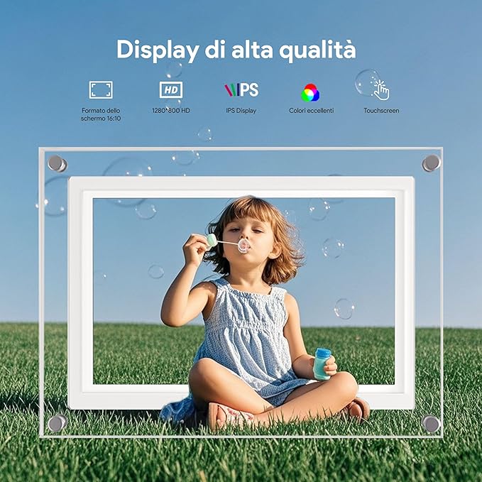 10.1in WiFi Acrylic Digital Picture Frame,Smart Digital Photo Frame with 32GB Large Capacity HD IPS Touchscreen,Auto-Rotate, Share Photos/Videos Instantly Via Frameo App from Anywhere