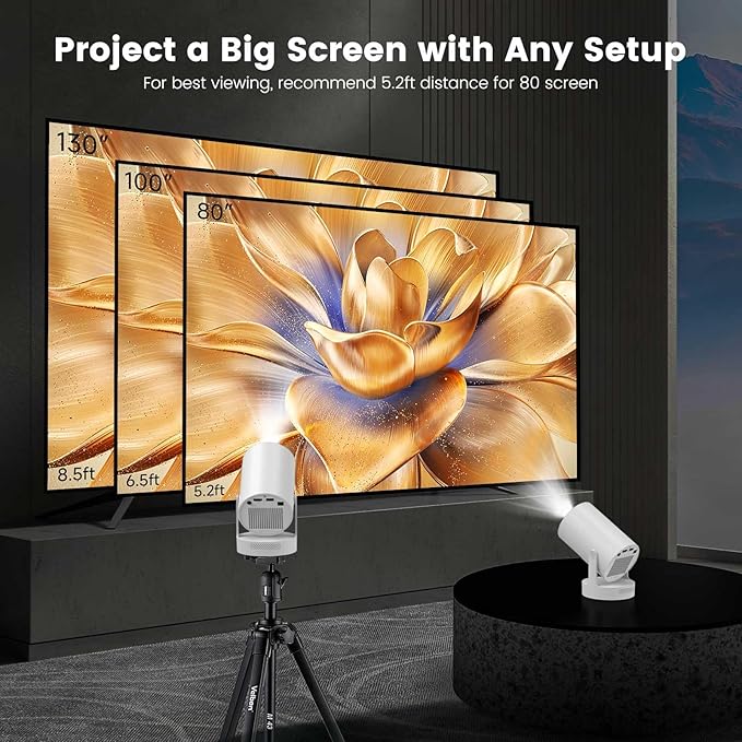 【Electric Focus】Mini Projector, Projector 4K 1080P Support, 260 ANSI Lumens Projector with Wifi and Bluetooth, Upgrade Smart Proyector, 5w Speaker, Auto Keystone Correction 35"-130" Screen HY300 Plus