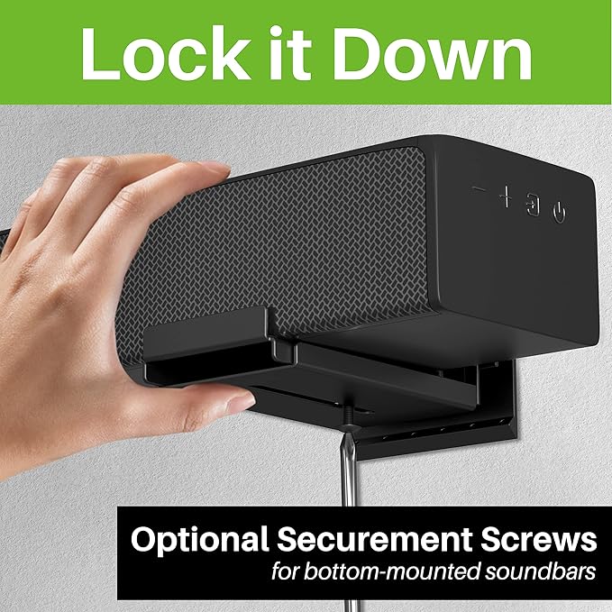 USX MOUNT Studless Soundbar Wall Mount, Universal Drywall Sound Bar Wall Brackets, Works with Most Soundbars, Holds up to 22 Lbs, Depth Adjustable 4.13-6.3'', Removable and Lockable