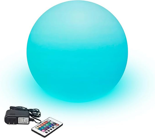 10-Inch LED Round Dimmable Glow Ball Waterproof Rechargeable RGB Color Changing Decorative Floating Pool Garden Decor w/Remote Control, Sensory Toys for Kids Night Light Indoor Outdoor