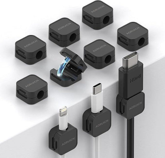10 Pack Cord Organizer Holder,AORUICN Strong Adhesive Desk Cable Management Magnetic Easy Open,Organize Phone Charging Cords Wire Holder Organizer Neatly for Home,Office,Car,Desk,Nightstand