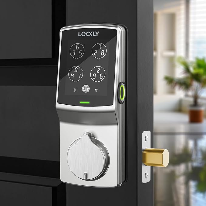 Lockly Secure Plus, Keyless Entry Door Lock, Smart Locks for Front Door, Smart Lock Deadbolt, PIN Genie® Keypad, 3D Biometric Fingerprint Sensor, Auto Lock