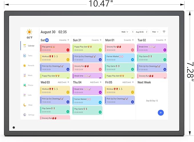10.1 Inch Smart Digital Calendar Planner & Chore Chart, IPS HD Touchscreen Interactive Display for Family Schedules, Digital Picture Frame for Seamless Scheduling - Share Photos/Videos via App