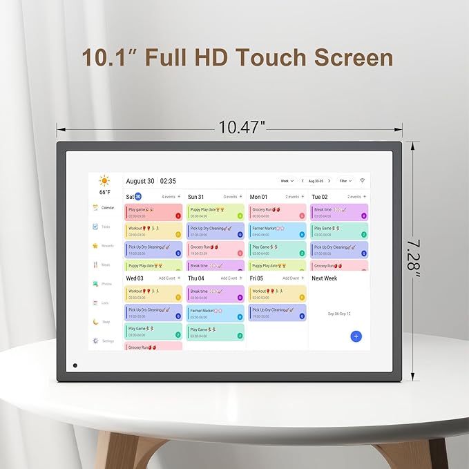 10.1 Inch Smart Digital Calendar Planner & Chore Chart, IPS HD Touch Screen Display for Family Schedules, Hearth Display Desk Smart Calendar Seamless Scheduling