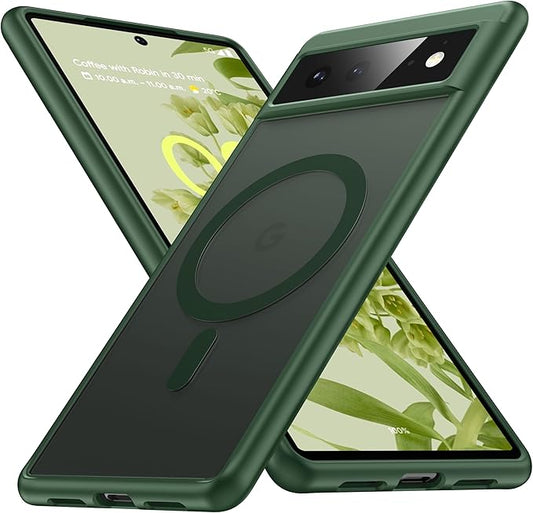 [NO.1 Magnetic] Google Pixel 6 Case with MagSafe [Translucent Matte][Military Grade Drop Tested][Anti-Fingerprint] Slim Case Soft Silicone Bumper, Green