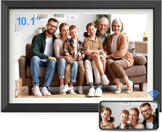 10.1-inch Digital Photo Frame Wi-Fi Digital Picture Frame - Digital Photo Album, 1280 * 800 IPS Touch Screen, 32GB, Wall Mounted, Auto-Rotate, Share Photo Video Via App Email, Best for All