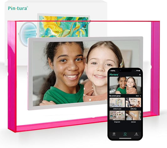 10.1" Pink Digital WiFi Picture Frame, Smart Photo Frame 1280 * 800p Screen,64G/8G Cloud,Wall Mountable/Desk,Share Photos/Videos Instantly via Pintura App,Great Gift for Loved Ones