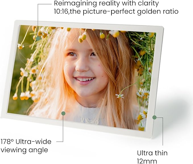 10.1" Pink Digital WiFi Picture Frame, Smart Photo Frame 1280 * 800p Screen,64G/8G Cloud,Wall Mountable/Desk,Share Photos/Videos Instantly via Pintura App,Great Gift for Loved Ones