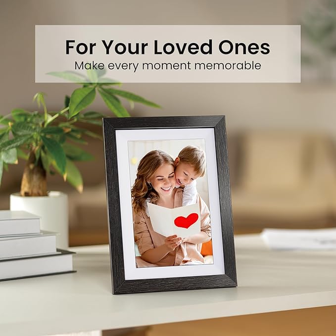 10.1'' Frameo Digital Picture Frame, 32GB WiFi Digital Photo Frame, 1280x800 IPS Touch Screen, Auto-Rotate, Slideshow, Send Photos/Videos via Free App(Black Wood Frame)