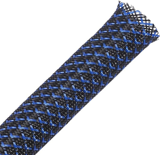 100ft - 3/8 inch PET Expandable Braided Sleeving – BlackBlue – Alex Tech Braided Cable Sleeve