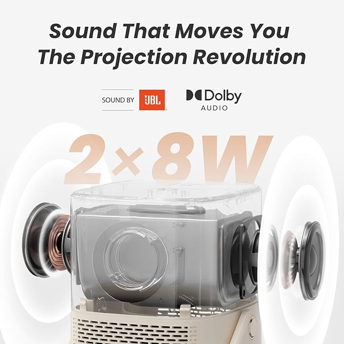 [Sound by JBL & Built-in Battery] Yaber T2 Plus GTV Outdoor Projector - Smart Projector with WiFi 6 and Bluetooth, Native 1080P Movie Portable Projector for Indoor and Outdoor (Google TV System)