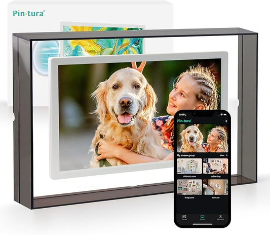 10.1" Gray WiFi Digital Photo Frame – Digital Photo Frame 1280 * 800P FHD IPS Screen with 64GB+8GB Cloud– Auto-Slideshow, Magnetic Wall-Mount & Auto-Rotate Secure Sharing Via APP for Fur Baby