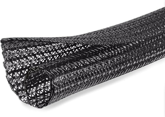 10ft - 1/4 inch Cord Protector Cable Sleeve Split Wire Loom Tubing for Power Cord Audio USB Cable, Cord Sleeve Cable Management for TV Computer, Cord Protectors from Pets Chewing, Black