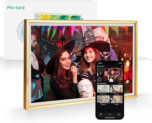 10.1" Gold Digital Picture Frame – WiFi Digital Photo Frame 1280x800P FHD IPS Screen, 64GB+8GB Cloud Storage, Auto-Rotate Wall/Desk Display, Instant Sharing via App