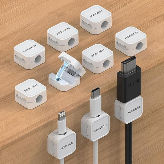 10 Pack Magnetic Cord Organizer Holder,Strong Adhesive Desk Cable Management Easy Open,Organize Phone Charging Cords Wire Holder Organizer Neatly for Home,Office,Car,Desk,Nightstand