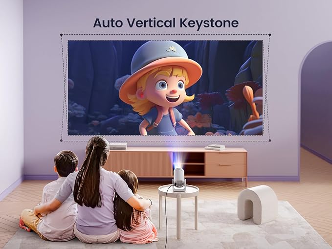 [Short Throw/Adjustable Stand]Mini projector with WiFi and Bluetooth, 2025 Upgrade Outdoor Portable Movie Projector 1080P, Auto Vertical Keystone, Home Projector for Phone/TV Stick, WiMiUS S27 (White)