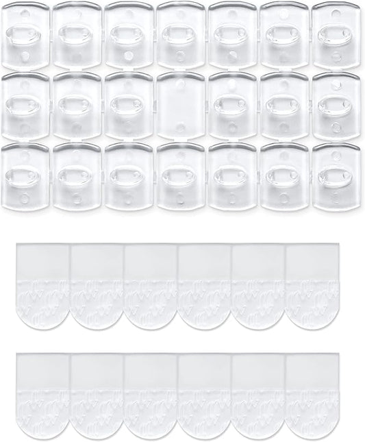 100 Mini Clear Light Clips with 120 Adhesive Strips, Damage-Free Indoor Mini Wall Hooks for Hanging, Removable Clips for Christmas Decoration