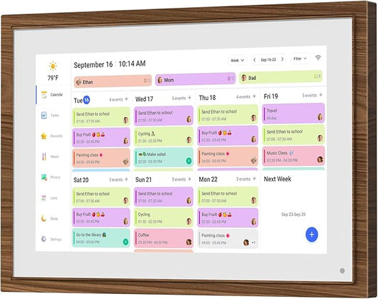 10.1 Inch Digital Calendar Chore Chart with Touchscreen - Full HD Interactive Display, Wall & Desk Mountable Family Planner, To-Do List & Meal Planner, Digital Picture Frame for Sharing Photos via App