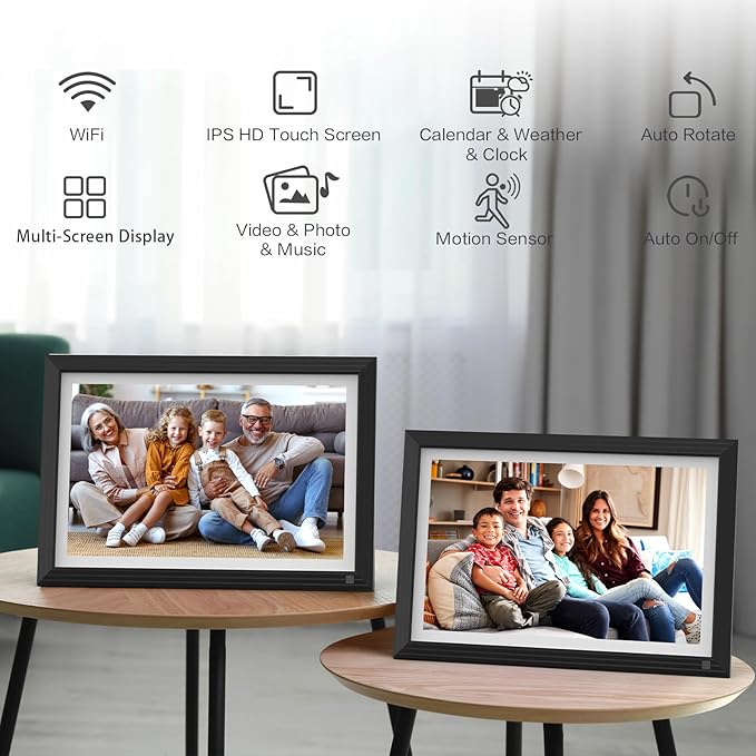 10.1-inch Digital Photo Frame Wi-Fi Digital Picture Frame - Digital Photo Album, 1280 * 800 IPS Touch Screen, 32GB, Wall Mounted, Auto-Rotate, Share Photo Video Via App Email, Best for All