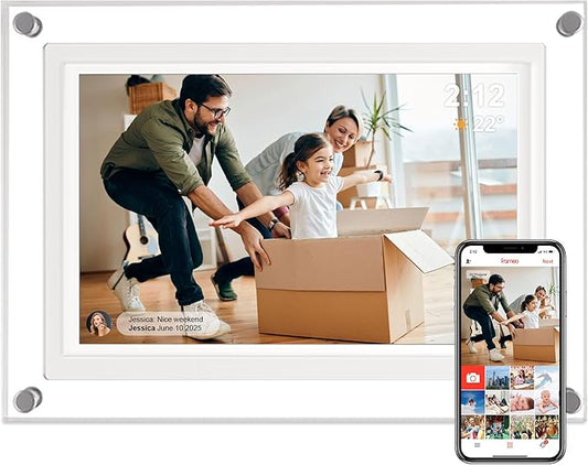 10.1in WiFi Acrylic Digital Picture Frame,Smart Digital Photo Frame with 32GB Large Capacity HD IPS Touchscreen,Auto-Rotate, Share Photos/Videos Instantly Via Frameo App from Anywhere