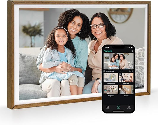 10.1" WiFi Wood Texture Digital Picture Frame - Smart Digital Photo Frame HD IPS 1280x800p Screen, 64GB+8GB Free Cloud Storage, Auto-Rotate Wall/Desk, Wedding, Share Photos Instantly via App