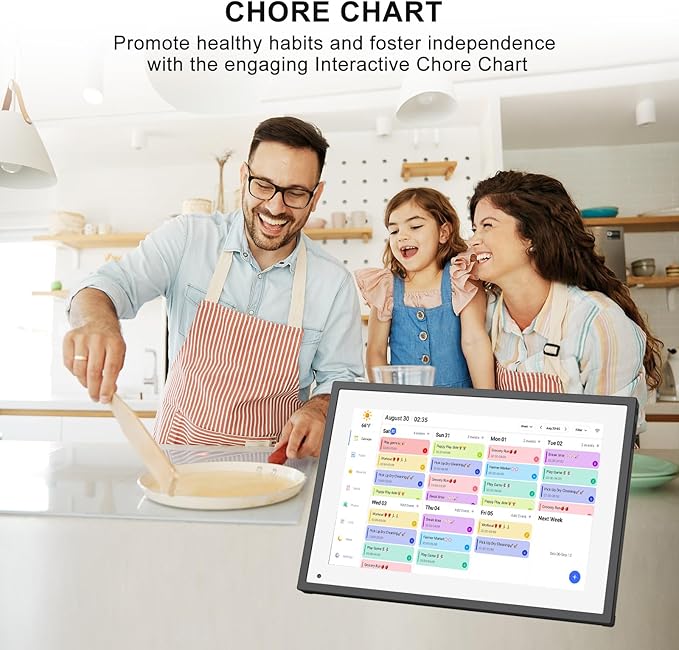 10.1 Inch Smart Digital Calendar Planner & Chore Chart, IPS HD Touchscreen Interactive Display for Family Schedules, Digital Picture Frame for Seamless Scheduling - Share Photos/Videos via App