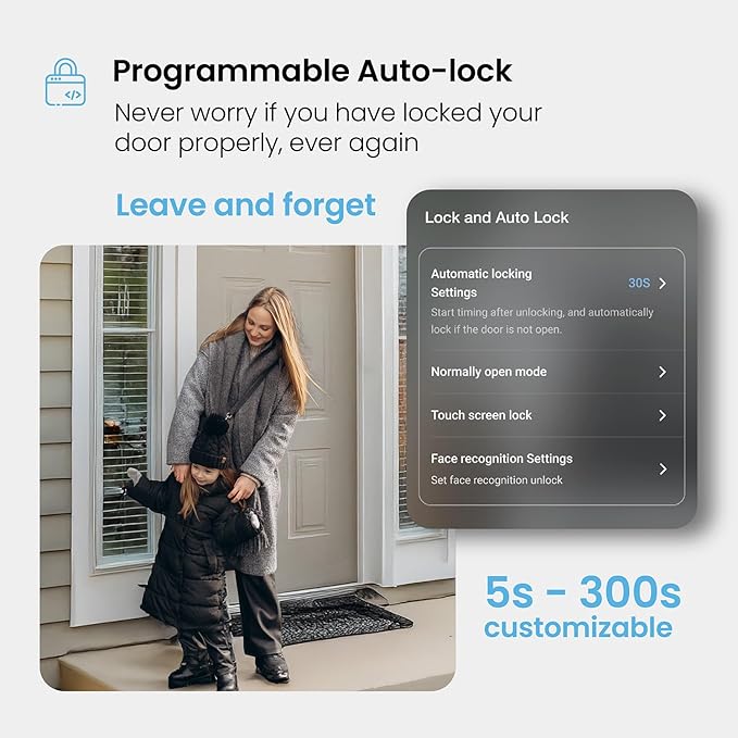 Lockly Secure Plus, Keyless Entry Door Lock, Smart Locks for Front Door, Smart Deadbolt Lock, PIN Genie® Keypad, 3D Biometric Fingerprint Sensor, Auto Lock Smart Door Lock