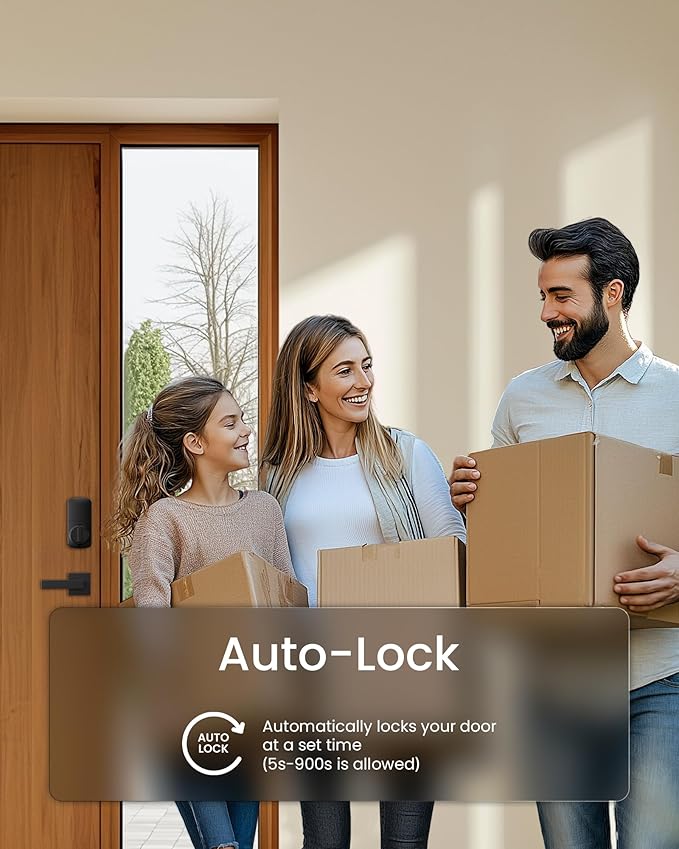 DESLOC Smart Door Lock B200, Smart Deadbolt Lock, Keyless Entry Door Lock, Fingerprint Smart Lock, Smart Locks for Front Door, App Control, Touchscreen Keypad Deadbolts,12-Month Battery, Matte Black
